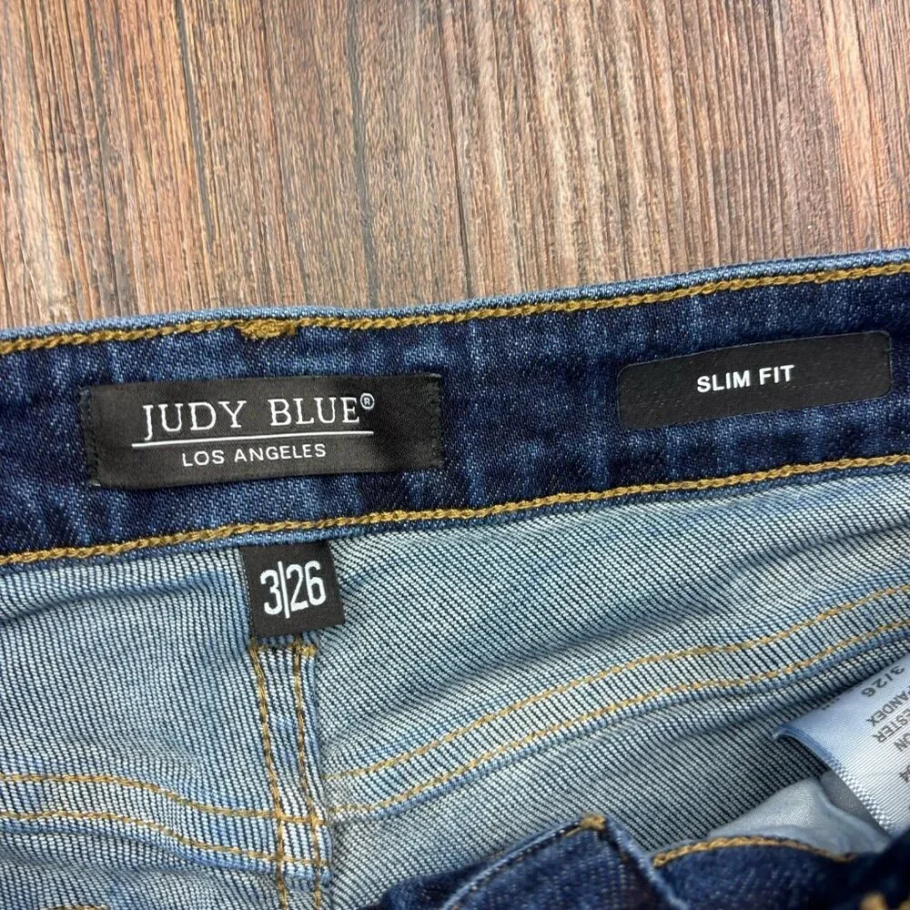 Judy Blue Slim Fit Jeans JB88704DK Dark Wash Raw Hem Women’s Size 3/26 - Picture 5 of 11